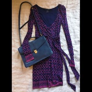 French Connection Purple & Navy Faux Wrap Dress